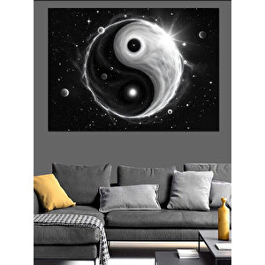 Yin Yang Ve Evren Dekoratif Kanvas - Mdf Ahşap Tablo