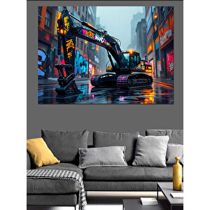 Şehirde Kepçe Dekoratif Kanvas - Mdf Ahşap Tablo 70x100 cm