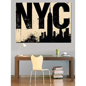 Nyc Büyük Şehir Silüeti Dekoratif Kanvas - Mdf Ahşap Tablo 35x50 cm
