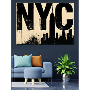 Nyc Büyük Şehir Silüeti Dekoratif Kanvas - Mdf Ahşap Tablo