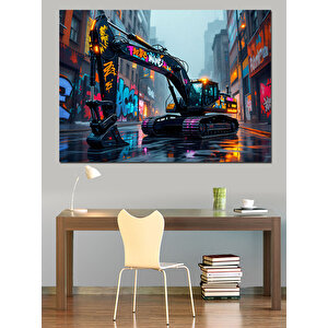 Şehirde Kepçe Dekoratif Kanvas - Mdf Ahşap Tablo 35x50 cm