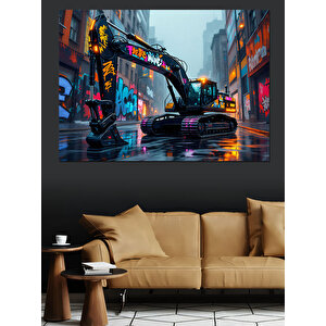 Şehirde Kepçe Dekoratif Kanvas - Mdf Ahşap Tablo