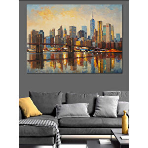 Günbatımında Modern Şehir Manzarası Dekoratif Kanvas - Mdf Ahşap Tablo 70x100 cm