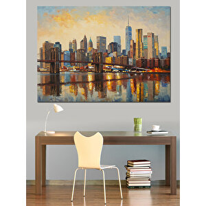 Günbatımında Modern Şehir Manzarası Dekoratif Kanvas - Mdf Ahşap Tablo