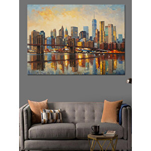 Günbatımında Modern Şehir Manzarası Dekoratif Kanvas - Mdf Ahşap Tablo