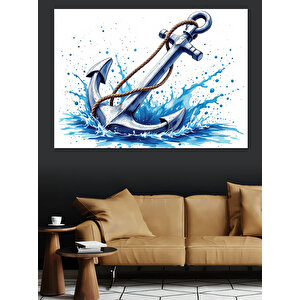 Su Sıçrayan Çapa Dekoratif Kanvas - Mdf Ahşap Tablo 50x70 cm