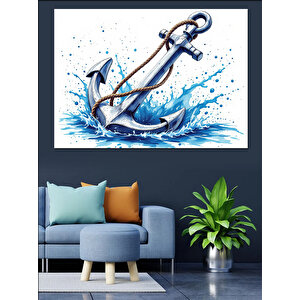 Su Sıçrayan Çapa Dekoratif Kanvas - Mdf Ahşap Tablo 50x70 cm