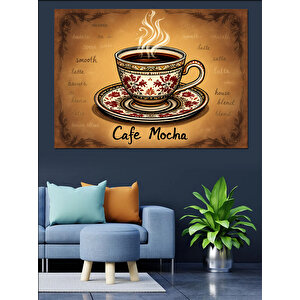 Kahve Fincanı Üzerinde Yazı Dekoratif Kanvas - Mdf Ahşap Tablo 50x70 cm