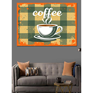 Retro Çizgili Kahve Posteri Dekoratif Kanvas - Mdf Ahşap Tablo 100x140 cm