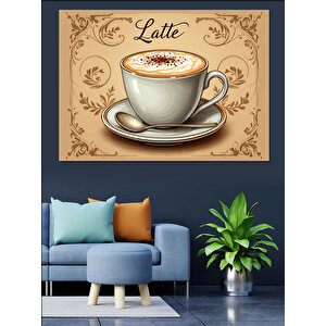 Vintage Latte Kahve Posteri Dekoratif Kanvas - Mdf Ahşap Tablo 35x50 cm