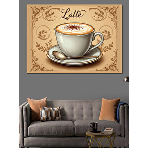 Vintage Latte Kahve Posteri Dekoratif Kanvas - Mdf Ahşap Tablo 35x50 cm