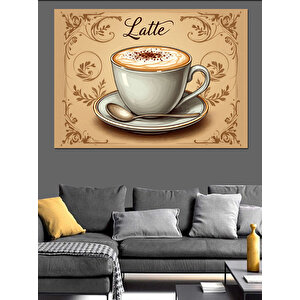 Vintage Latte Kahve Posteri Dekoratif Kanvas - Mdf Ahşap Tablo