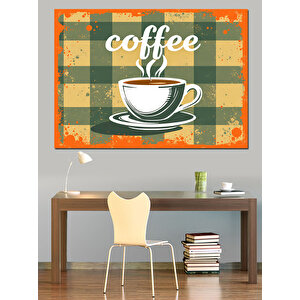 Retro Çizgili Kahve Posteri Dekoratif Kanvas - Mdf Ahşap Tablo 35x50 cm