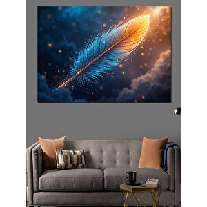 Evrenin İçinde Altın Tüy Dekoratif Kanvas - Mdf Ahşap Tablo 35x50 cm