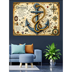 Pusula Ve Çapa Haritası Dekoratif Kanvas - Mdf Ahşap Tablo 25x35 cm