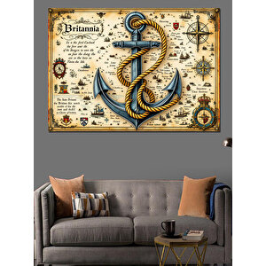 Pusula Ve Çapa Haritası Dekoratif Kanvas - Mdf Ahşap Tablo 25x35 cm