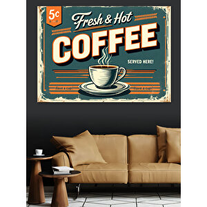 Retro Tarzda Kahve Posteri Dekoratif Kanvas - Mdf Ahşap Tablo 35x50 cm