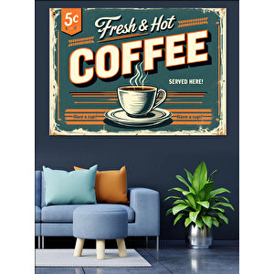 Retro Tarzda Kahve Posteri Dekoratif Kanvas - Mdf Ahşap Tablo 35x50 cm