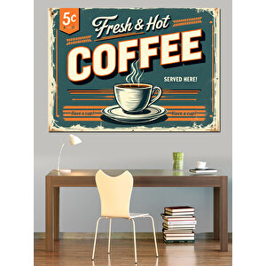 Retro Tarzda Kahve Posteri Dekoratif Kanvas - Mdf Ahşap Tablo