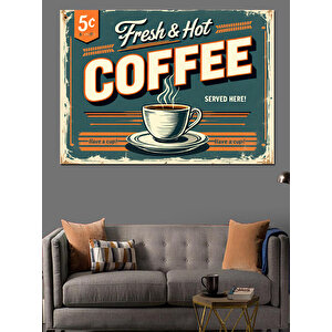 Retro Tarzda Kahve Posteri Dekoratif Kanvas - Mdf Ahşap Tablo 100x140 cm
