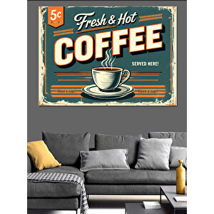 Retro Tarzda Kahve Posteri Dekoratif Kanvas - Mdf Ahşap Tablo