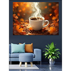 Kahve Fincanından Yükselen Buhar Dekoratif Kanvas - Mdf Ahşap Tablo 25x35 cm