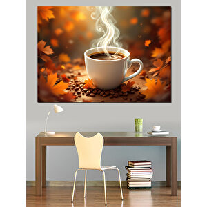 Kahve Fincanından Yükselen Buhar Dekoratif Kanvas - Mdf Ahşap Tablo