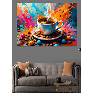 Fincanda Köpüklü Kahve Patlaması Dekoratif Kanvas - Mdf Ahşap Tablo