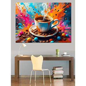 Fincanda Köpüklü Kahve Patlaması Dekoratif Kanvas - Mdf Ahşap Tablo 35x50 cm