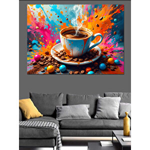 Fincanda Köpüklü Kahve Patlaması Dekoratif Kanvas - Mdf Ahşap Tablo 35x50 cm
