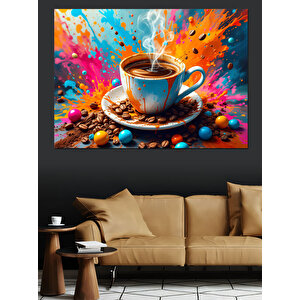 Fincanda Köpüklü Kahve Patlaması Dekoratif Kanvas - Mdf Ahşap Tablo 35x50 cm