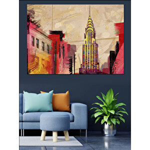 Renkli Şehir Manzara Dekoratif Kanvas - Mdf Ahşap Tablo