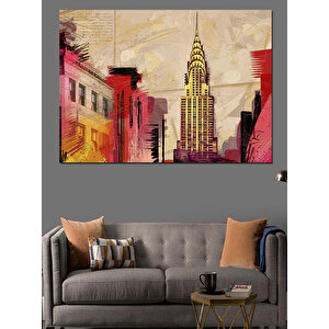 Renkli Şehir Manzara Dekoratif Kanvas - Mdf Ahşap Tablo