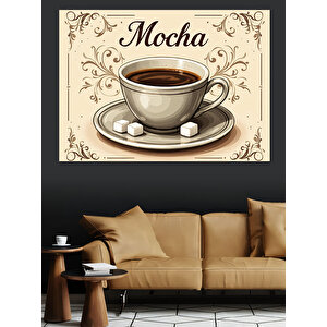 Mocha Kahve Fincanı Dekoratif Kanvas - Mdf Ahşap Tablo 35x50 cm