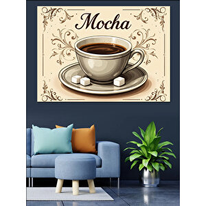 Mocha Kahve Fincanı Dekoratif Kanvas - Mdf Ahşap Tablo