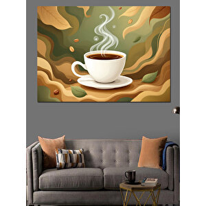 Buharlı Sıcak Kahve Dekoratif Kanvas - Mdf Ahşap Tablo 70x100 cm