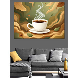Buharlı Sıcak Kahve Dekoratif Kanvas - Mdf Ahşap Tablo 100x140 cm
