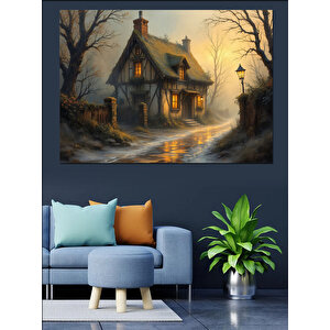 Sisli Ormanda Masal Evi Dekoratif Kanvas - Mdf Ahşap Tablo