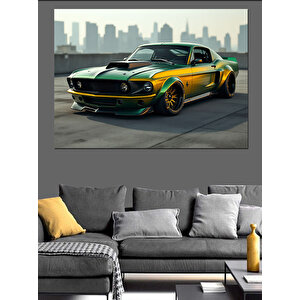 Sarı Şehir Arabası Dekoratif Kanvas - Mdf Ahşap Tablo 50x70 cm