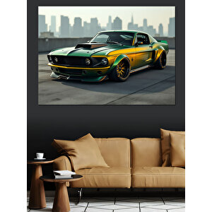 Sarı Şehir Arabası Dekoratif Kanvas - Mdf Ahşap Tablo 50x70 cm