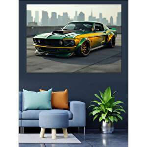 Sarı Şehir Arabası Dekoratif Kanvas - Mdf Ahşap Tablo 50x70 cm