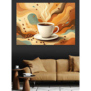 Soyut Kahve Dalgaları Dekoratif Kanvas - Mdf Ahşap Tablo 50x70 cm