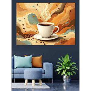 Soyut Kahve Dalgaları Dekoratif Kanvas - Mdf Ahşap Tablo 50x70 cm