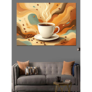 Soyut Kahve Dalgaları Dekoratif Kanvas - Mdf Ahşap Tablo 50x70 cm