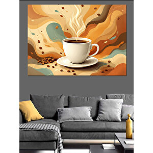 Soyut Kahve Dalgaları Dekoratif Kanvas - Mdf Ahşap Tablo