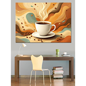 Soyut Kahve Dalgaları Dekoratif Kanvas - Mdf Ahşap Tablo