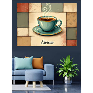 Espresso Kahve Fincanı Dekoratif Kanvas - Mdf Ahşap Tablo 25x35 cm