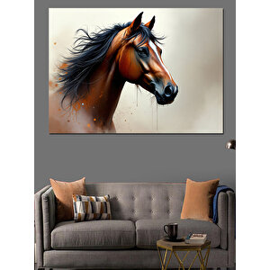 Güçlü Kahverengi At Dekoratif Kanvas - Mdf Ahşap Tablo 25x35 cm
