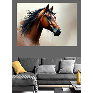 Güçlü Kahverengi At Dekoratif Kanvas - Mdf Ahşap Tablo