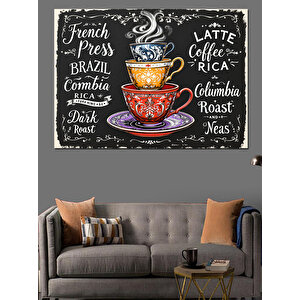 Kahve Türleri Yazılı Poster Dekoratif Kanvas - Mdf Ahşap Tablo